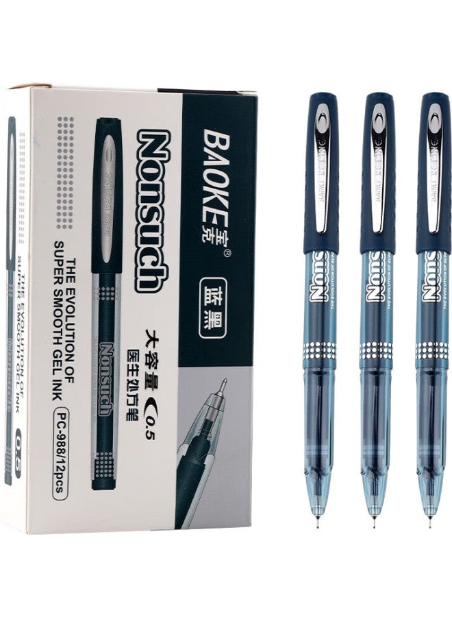 Baoke Pc988 0.5Mm Blue-Black Semi-Needle Gel Pen, Large Capacity Ink Pen, Doctor Prescription Pen, Signing Pen, 12 Pens/Box - Image 1