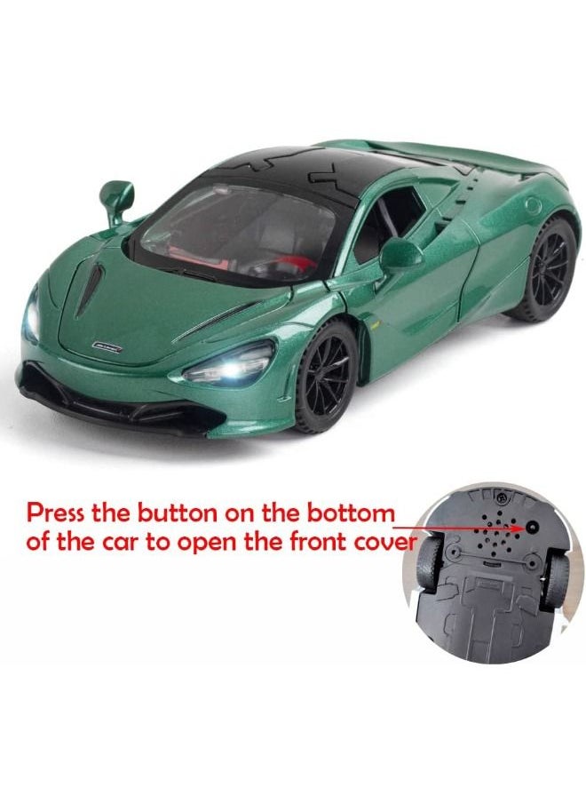 Generic - 1:32 McLaren 720s Car Model Toy，Zinc Alloy Pull Back Toy Car，Sound and Light Pull Back Model Car，Alloy Collectible Toy Green - Image 1