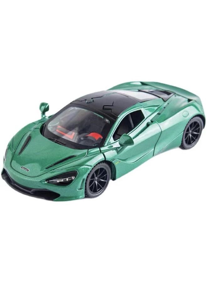 Generic - 1:32 McLaren 720s Car Model Toy，Zinc Alloy Pull Back Toy Car，Sound and Light Pull Back Model Car，Alloy Collectible Toy Green - Image 1