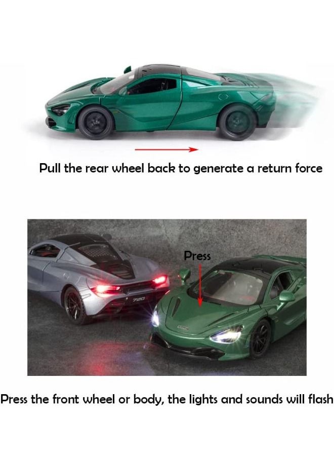Generic - 1:32 McLaren 720s Car Model Toy，Zinc Alloy Pull Back Toy Car，Sound and Light Pull Back Model Car，Alloy Collectible Toy Green - Image 1