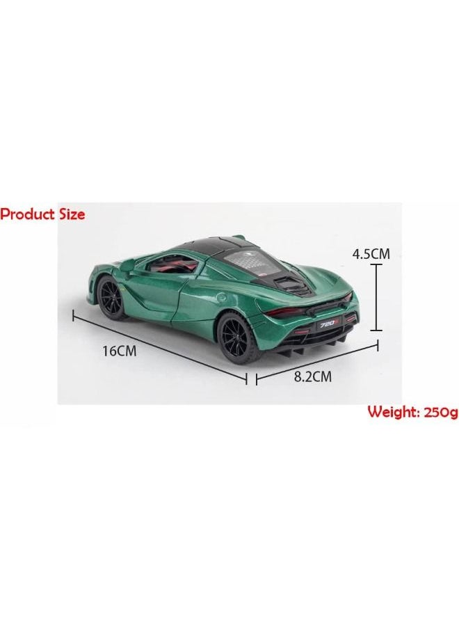 Generic - 1:32 McLaren 720s Car Model Toy，Zinc Alloy Pull Back Toy Car，Sound and Light Pull Back Model Car，Alloy Collectible Toy Green - Image 1