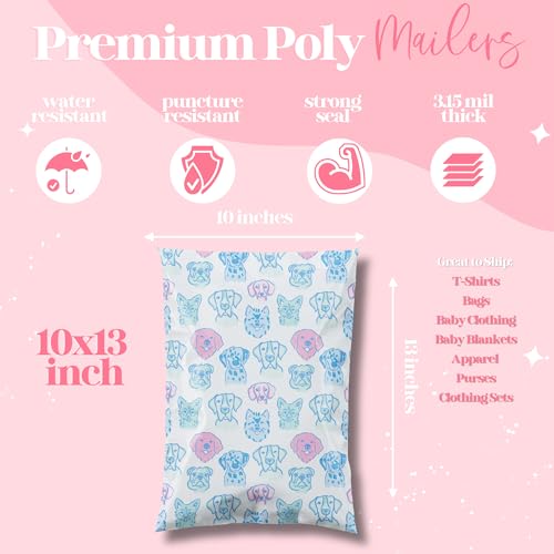 Pretty Package Store 10x13 Designer Poly Mailer 100 Pack Heavy Duty Waterproof Self Seal Shipping Bags for Small Business Large Mailing Envelopes Bulk Tear Resistant Packaging Pretty Pups Puppy Dogs - Image 3