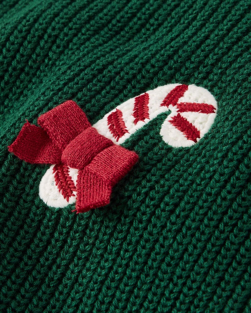 Gymboree,Girls,and Toddler Long Sleeve Embroidered Crew Neck Pullover Sweater,Holiday Candy Canes,7 - Image 2
