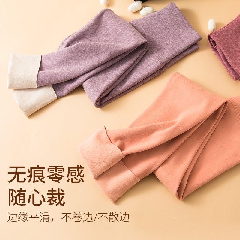 High Waist Seamless Slim Inner Wear Warm Leggings Solid Color Double-Sided Brushed Fleece-Lined Thickened Women'S Winter - Image 4