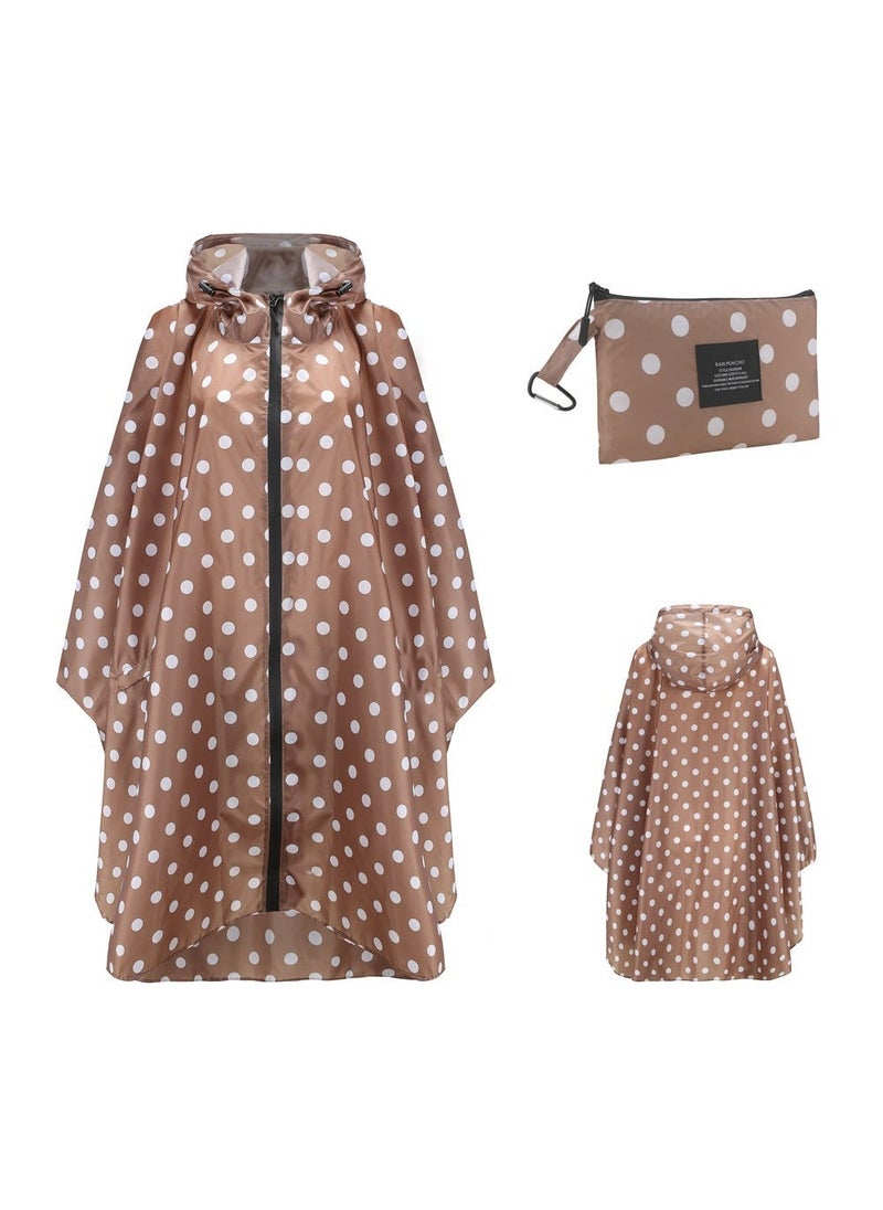 Generic European and American Fashion Japanese Korean Style Windproof Travel Backpack Electric Bicycle Bicycle Hiking Windbreaker Raincoat Poncho K015-Coffee Dot 