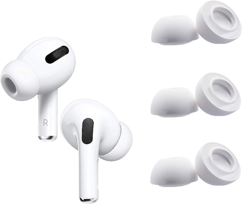 BLLQ Small Size Ear Tips Earbuds Covers Ear Caps Eartips Earpads Compatible with Apple AirPods Pro, Silicone Tips, Fit in Case, 3 Pairs White S - Image 1