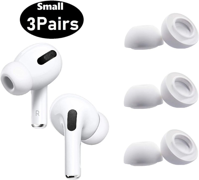 BLLQ Small Size Ear Tips Earbuds Covers Ear Caps Eartips Earpads Compatible with Apple AirPods Pro, Silicone Tips, Fit in Case, 3 Pairs White S - Image 3