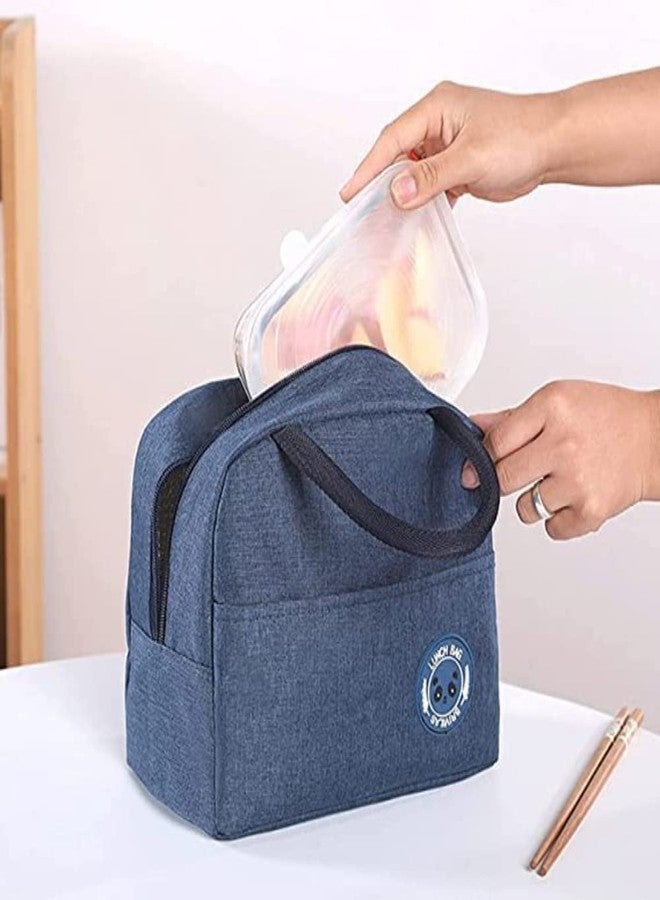 AAGNA Lunch Bag for Kids School, Men, Women Office, Travel Tiffine Pouch for Lunch Box, Hot & Cold Insulated Storage Bag (Grey) (Blue) - Image 2