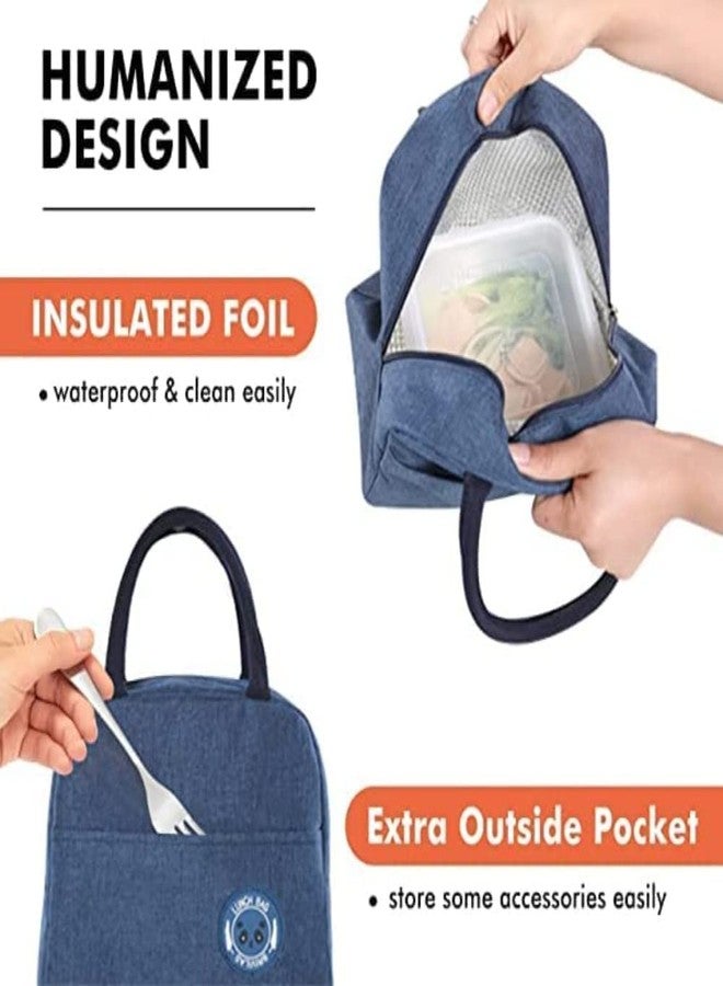 AAGNA Lunch Bag for Kids School, Men, Women Office, Travel Tiffine Pouch for Lunch Box, Hot & Cold Insulated Storage Bag (Grey) (Blue) - Image 4