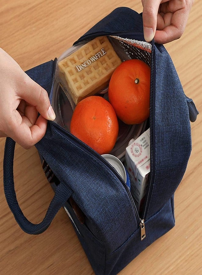 AAGNA Lunch Bag for Kids School, Men, Women Office, Travel Tiffine Pouch for Lunch Box, Hot & Cold Insulated Storage Bag (Grey) (Blue) - Image 3