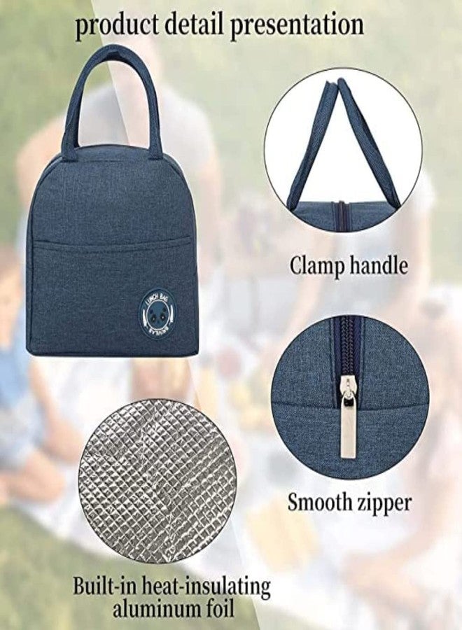 AAGNA Lunch Bag for Kids School, Men, Women Office, Travel Tiffine Pouch for Lunch Box, Hot & Cold Insulated Storage Bag (Grey) (Blue) - Image 5