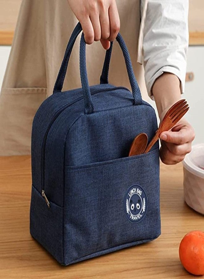 AAGNA Lunch Bag for Kids School, Men, Women Office, Travel Tiffine Pouch for Lunch Box, Hot & Cold Insulated Storage Bag (Grey) (Blue) - Image 1