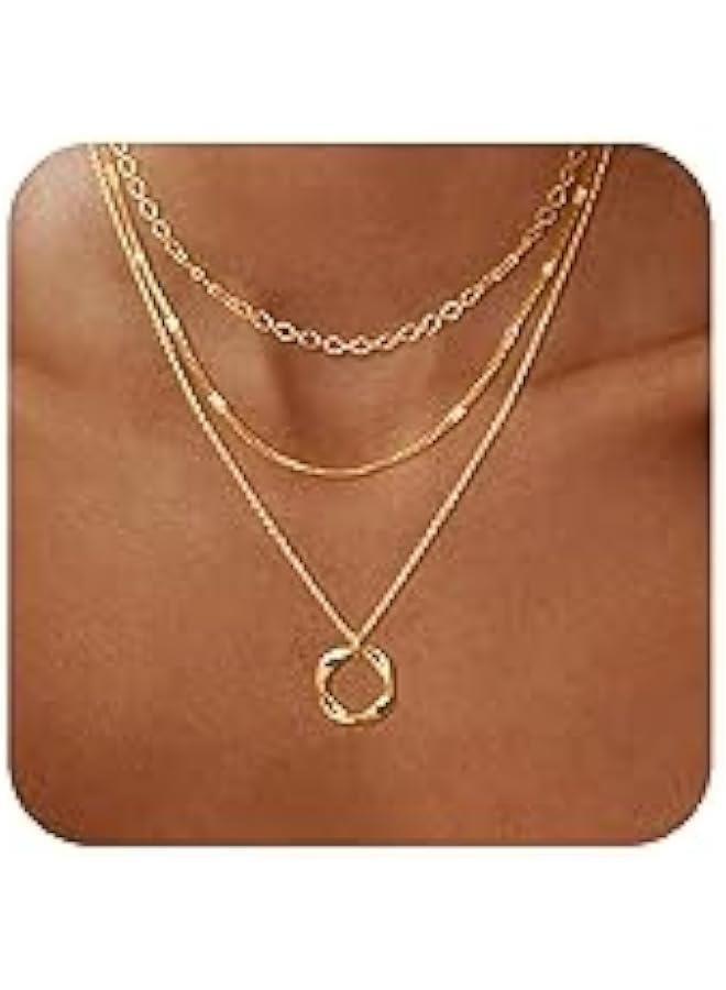 Arabest Layered Gold Necklaces for Women, Stackable Dainty 14K Real Gold Plated/Silver Chain Necklace Layering Beach Cute Fashion Pendant Choker Necklaces Trendy Jewelry Set Gifts for Women Teen Girls - Image 1