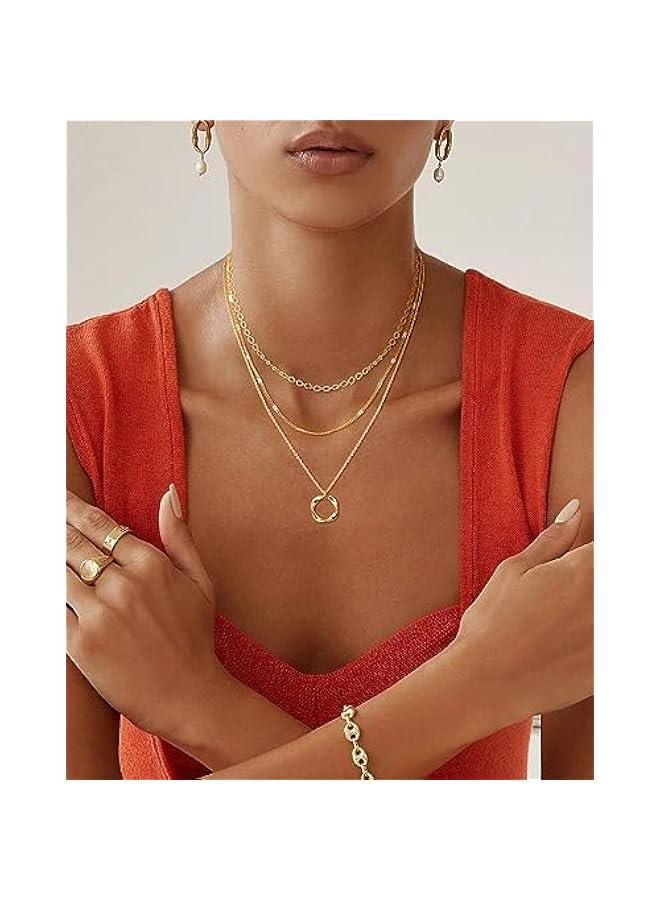 Arabest Layered Gold Necklaces for Women, Stackable Dainty 14K Real Gold Plated/Silver Chain Necklace Layering Beach Cute Fashion Pendant Choker Necklaces Trendy Jewelry Set Gifts for Women Teen Girls - Image 2