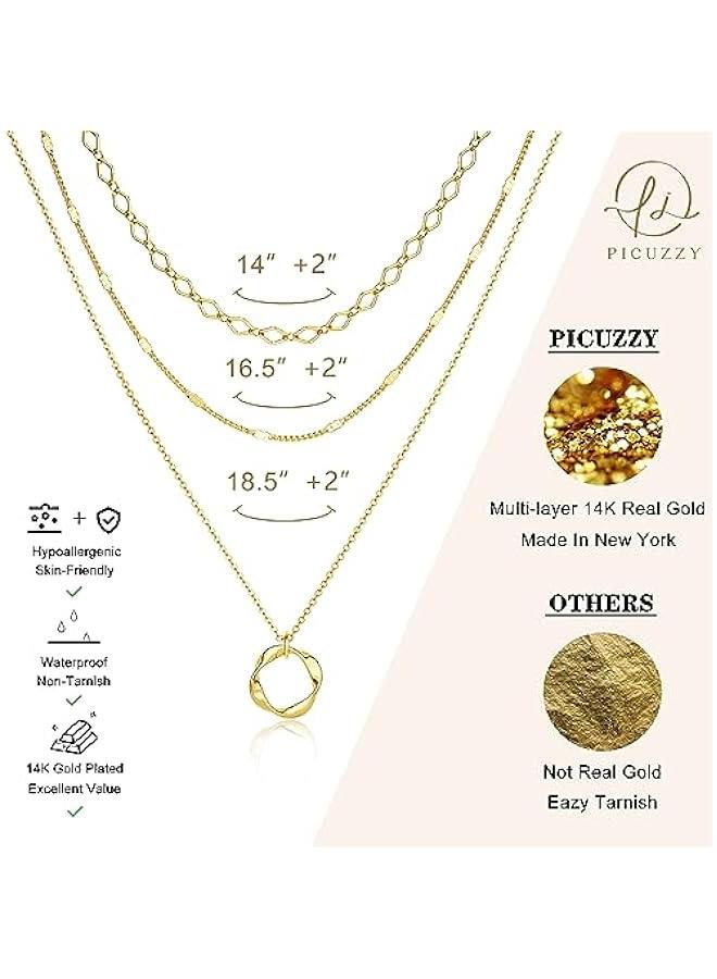 Arabest Layered Gold Necklaces for Women, Stackable Dainty 14K Real Gold Plated/Silver Chain Necklace Layering Beach Cute Fashion Pendant Choker Necklaces Trendy Jewelry Set Gifts for Women Teen Girls - Image 3