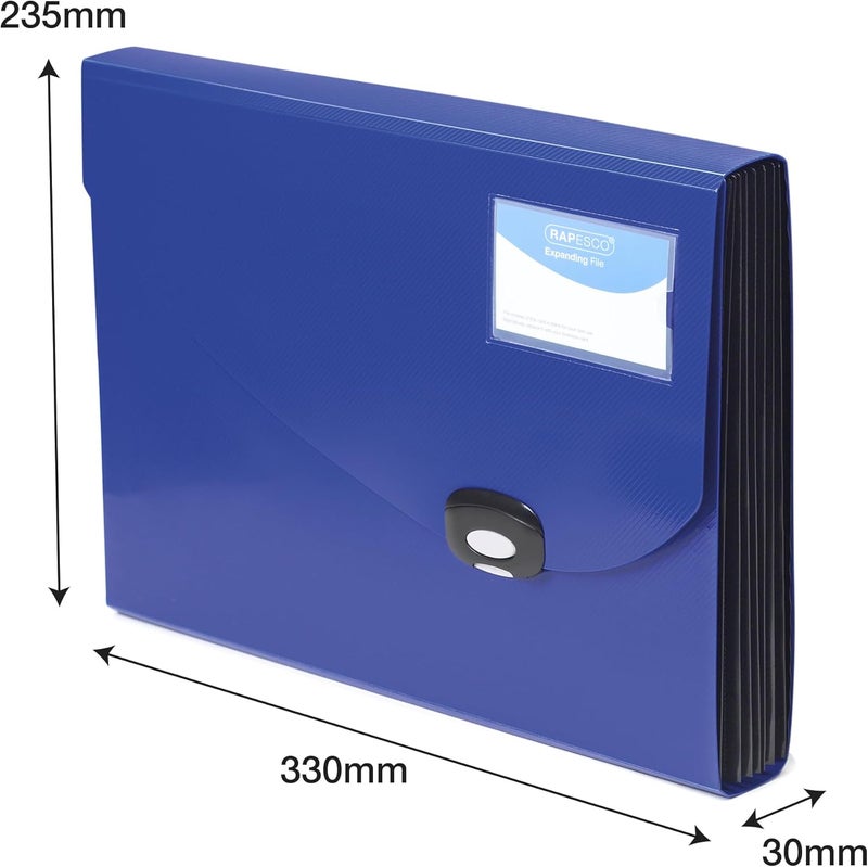 Rapesco 0675 Expanding File, 7 Compartments, A4+, Blue - Image 2