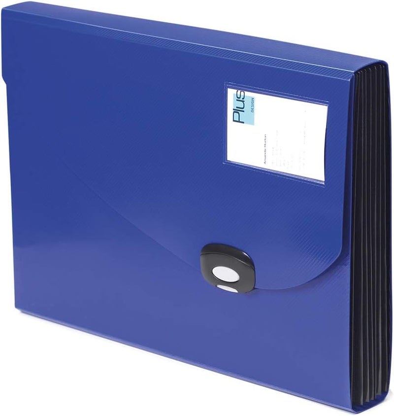 Rapesco 0675 Expanding File, 7 Compartments, A4+, Blue - Image 1