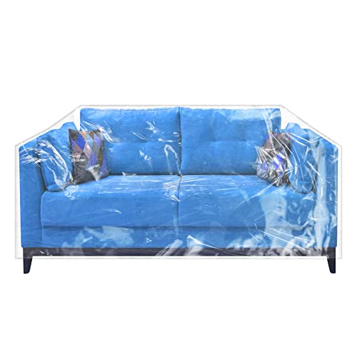 Wokire Plastic Loveseat Cover - 84" W x 40" D x 36" RH x 18" FH - Heavy Duty Vinyl, Waterproof, Slipover - Protects Pets Scratches - Image 1