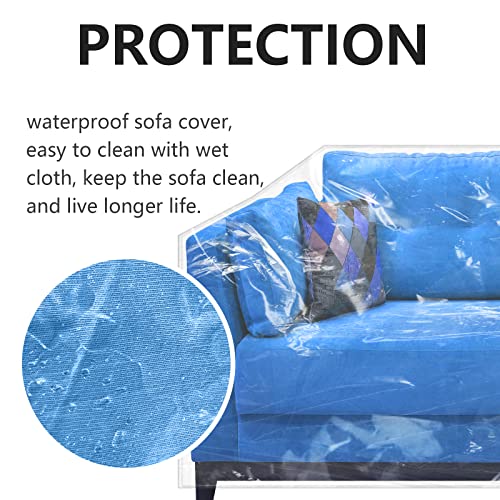 Wokire Plastic Loveseat Cover - 84" W x 40" D x 36" RH x 18" FH - Heavy Duty Vinyl, Waterproof, Slipover - Protects Pets Scratches - Image 5
