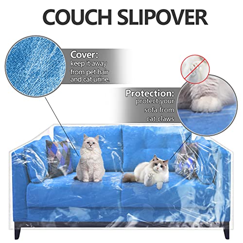 Wokire Plastic Loveseat Cover - 84" W x 40" D x 36" RH x 18" FH - Heavy Duty Vinyl, Waterproof, Slipover - Protects Pets Scratches - Image 2