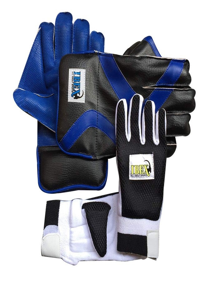 JetFire Ibex College Wicket Keeping Gloves Combo with Black Inner Gloves Wicket Keeping Gloves (Men, Blue, Black) - Image 4
