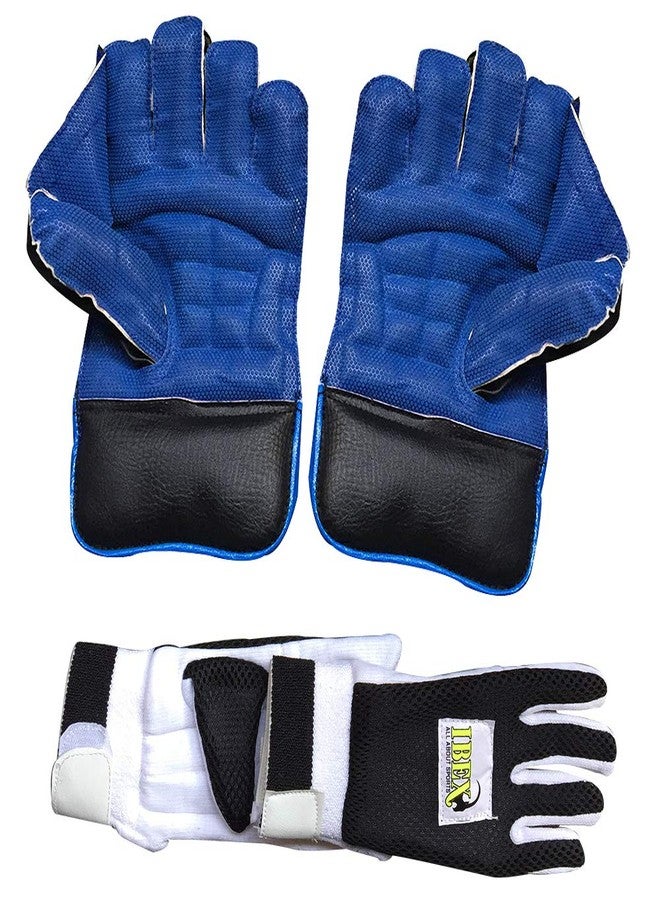 JetFire Ibex College Wicket Keeping Gloves Combo with Black Inner Gloves Wicket Keeping Gloves (Men, Blue, Black) - Image 3