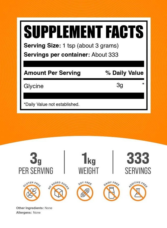 BULKSUPPLEMENTS.COM .com Glycine Powder - Glycine Supplements, Amino Acid Supplement - Unflavored & Gluten Free, 3g per Serving, 1kg (2.2 lbs) (Pack of 1) - Image 2