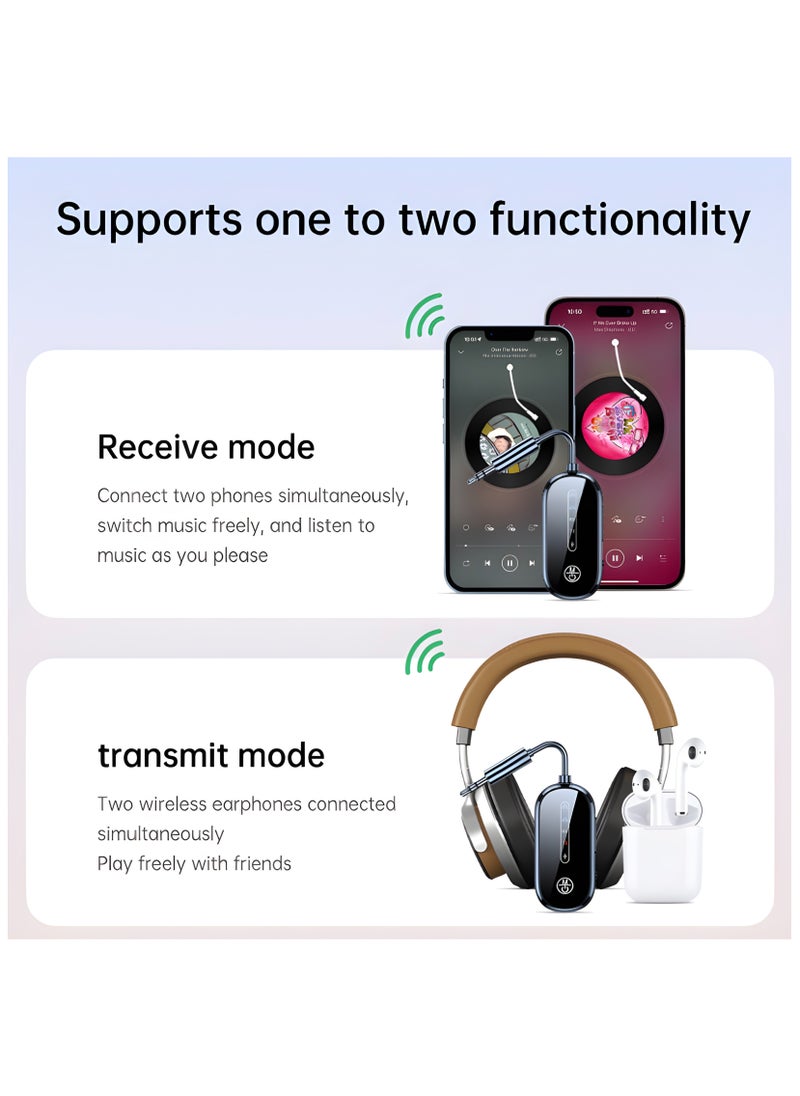 Zyler Bluetooth 5.4 (Latest Version) Compact Wireless Transmitter/Receiver 2in1, Wireless 3.5mm Aux, Dual Devices Simultaneously, Including In-flight adapter. Use on Airplanes,TV, Car, Home Stereo.  - Image 5