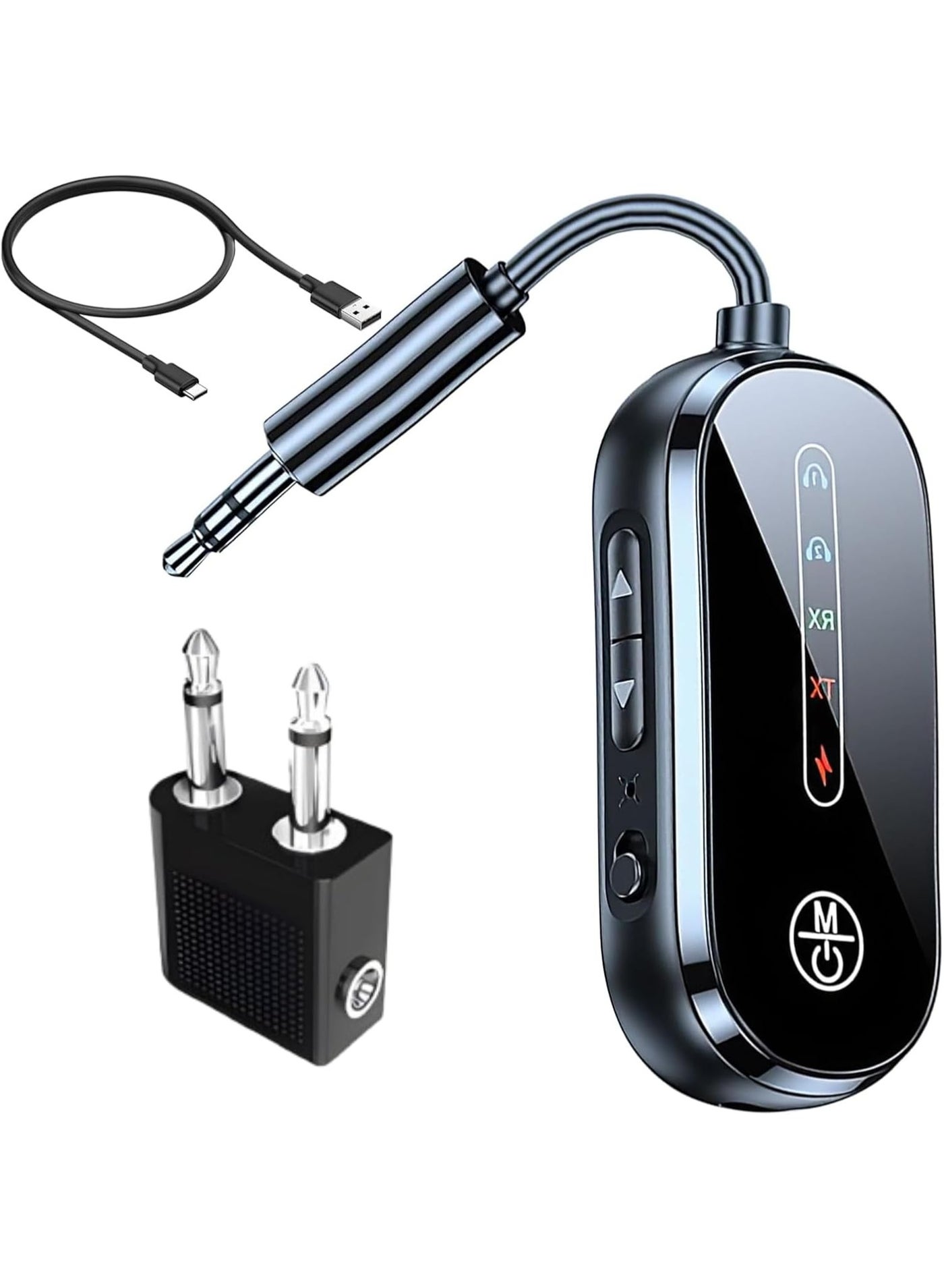 Bluetooth 5.4 (Latest Version) Compact Wireless Transmitter/Receiver 2in1, Wireless 3.5mm Aux, Dual Devices Simultaneously, Including In-flight adapter. Use on Airplanes,TV, Car, Home Stereo.