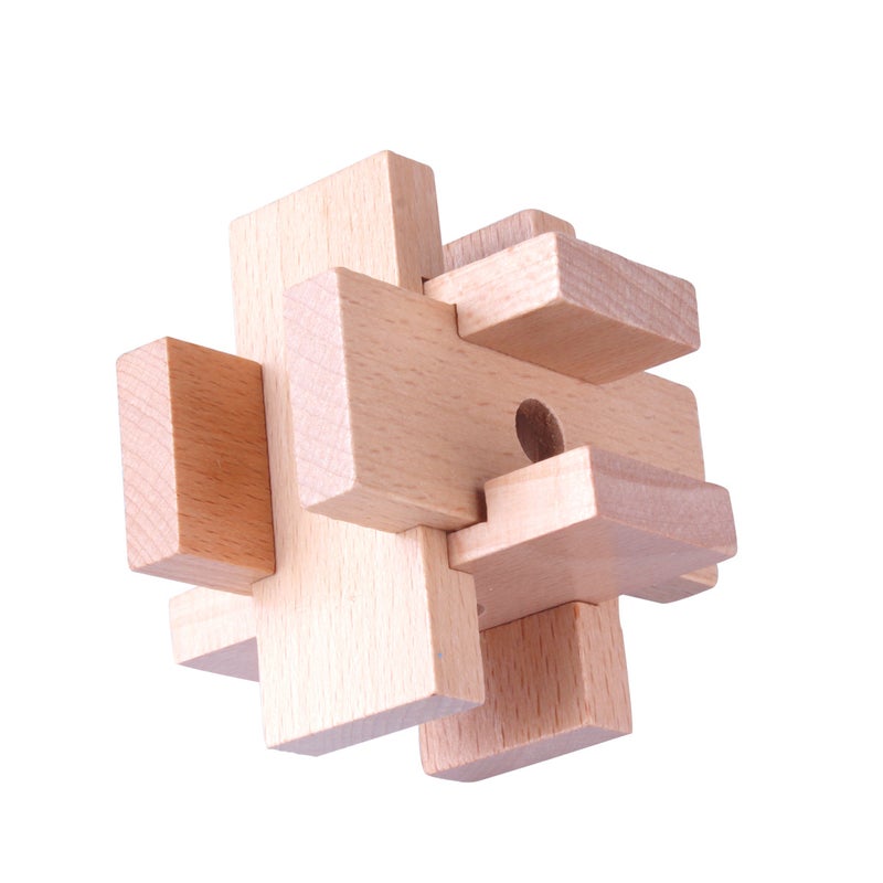 Wisdom Wheel Large Beech Kongming Lock Children'S Educational Toys For Adults And Students Decompression Burning Brain Disassembly And Reassembly Luban Lock - Image 1
