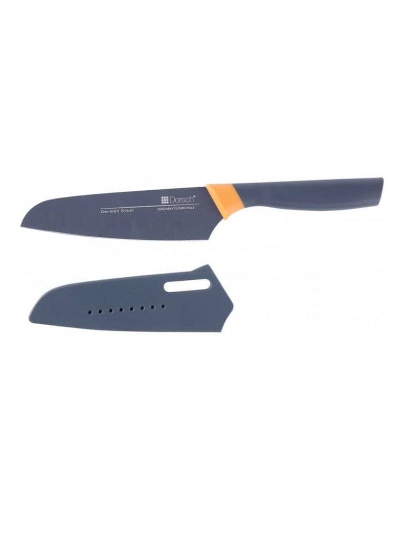 Dorsch Danish Design 5-Inch Santoku Knife | Japanese Stainless Steel Blade | Ultra-Sharp Hollow Edge for Precision Cutting | Protective Sheath Included | Rust-Resistant Non-Stick Coating | Ergonomic Handle for Comfort | Professional Chef's Kitchen Tool - Image 1