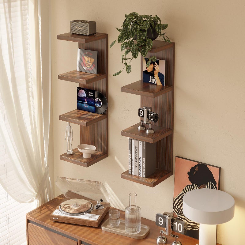 LitaEther Lack Wall Shelf,Display Floating Shelf (Solid Wood, 4 Tier) - Image 3