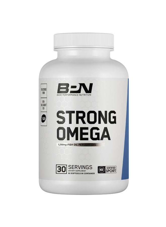 BARE PERFORMANCE NUTRITION, BPN Strong Omega Fish Oil Soft Gel, 1290mg Fish Oil per Capsule, Wild Caught Fish, Sustainably Sourced, IFOS Certified, 30 Servings - Image 1