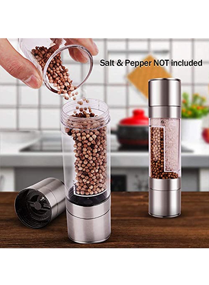 Captaintech 2 in 1 Manual Salt Pepper Grinder, 2Pack Sichuan Pepper Black Pepper White Pepper Mills, Double End Seasoning Grinding Millers for Rose Salt Sea Salt Coarse Salt, Stainless Steel Kitchen Tools - Image 4