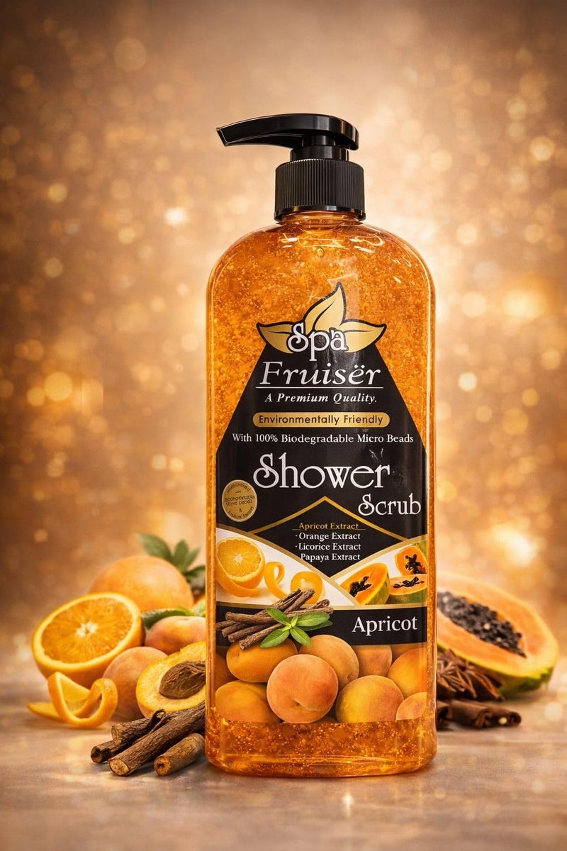 Fruiser Shower Scrub Exfoliating Body Scrub for Smooth & Glowing Skin – Deep Cleansing Moisturizing Shower Exfoliator for All Skin Types, 730ml (Apricot) - Image 2