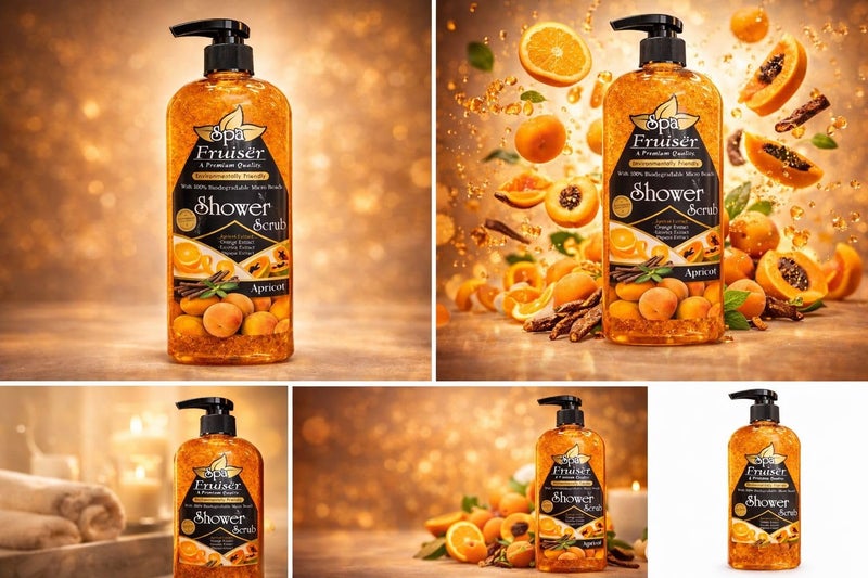 Fruiser Shower Scrub Exfoliating Body Scrub for Smooth & Glowing Skin – Deep Cleansing Moisturizing Shower Exfoliator for All Skin Types, 730ml (Apricot) - Image 4