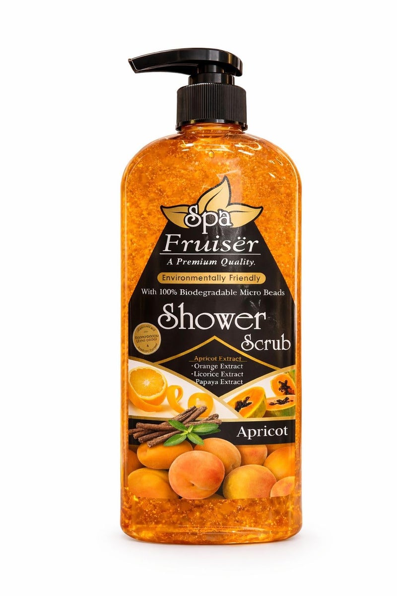 Fruiser Shower Scrub Exfoliating Body Scrub for Smooth & Glowing Skin – Deep Cleansing Moisturizing Shower Exfoliator for All Skin Types, 730ml (Apricot) - Image 1