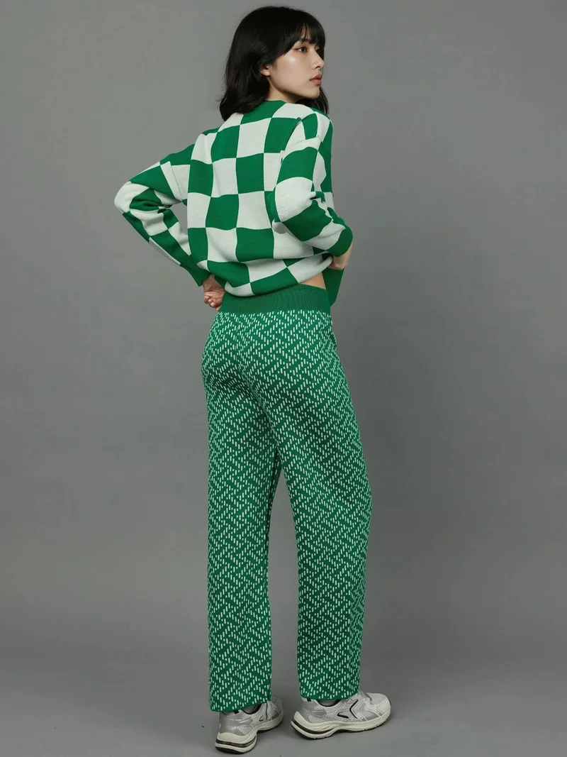 MY FASHION MY FASHION Patterned Pull-On Knit Pants with Elastic Waist