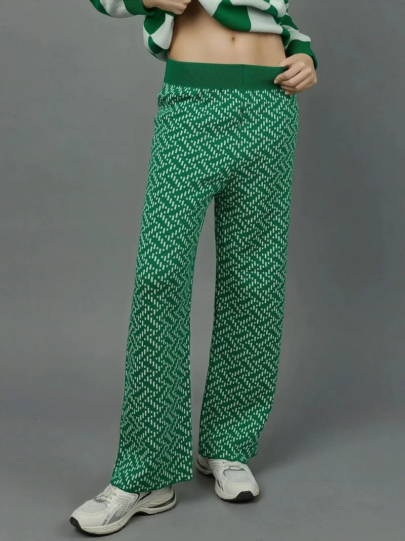 MY FASHION MY FASHION Patterned Pull-On Knit Pants with Elastic Waist