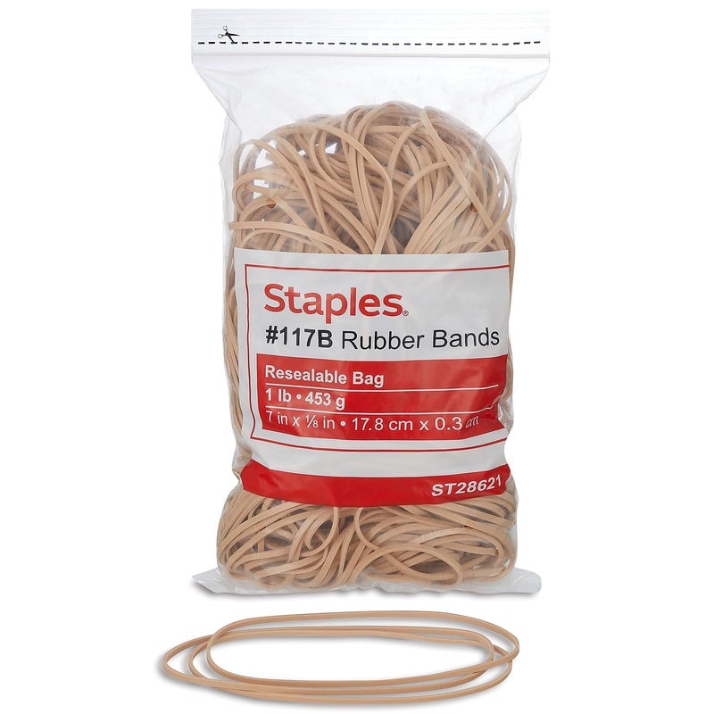 Staples Rubber Bands, Size #117B, (1 Lb) - Image 1