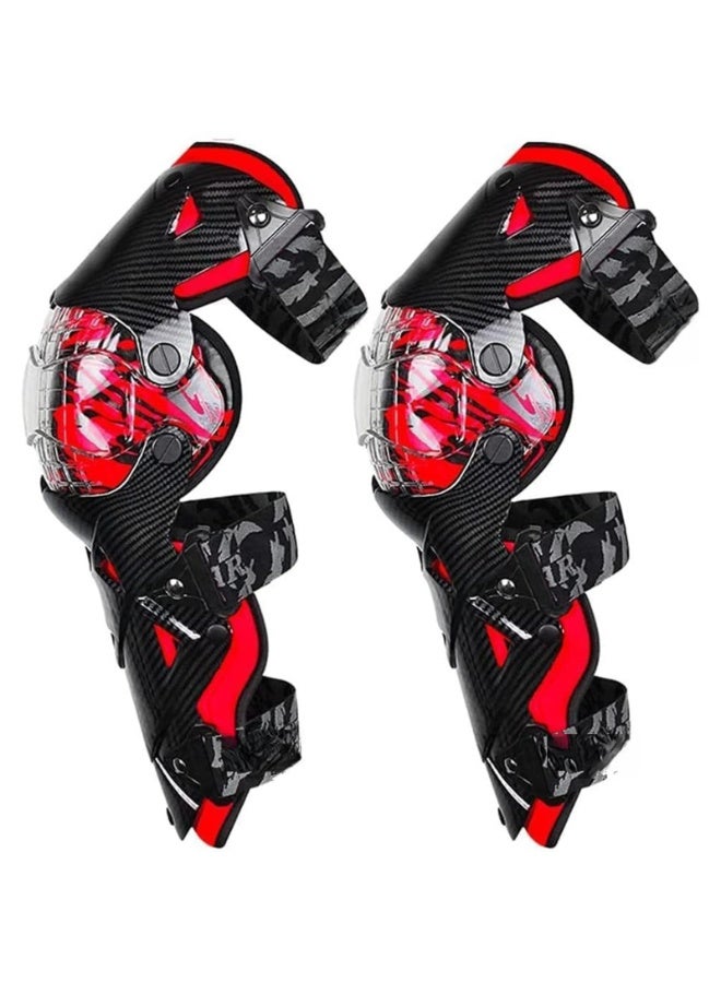 Generic Motorcycle Knee Pads Knee Shin Guards Protective Gear for Multi Sports Skateboard Inline Roller Skating Cycling Biking Riding Bicycle Scooter Protective Gear Set for Skating (Red)  - Image 1