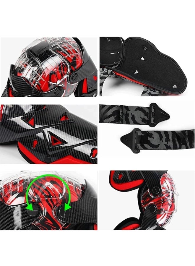 Generic Motorcycle Knee Pads Knee Shin Guards Protective Gear for Multi Sports Skateboard Inline Roller Skating Cycling Biking Riding Bicycle Scooter Protective Gear Set for Skating (Red)  - Image 4