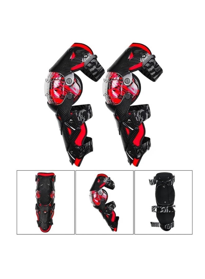 Generic Motorcycle Knee Pads Knee Shin Guards Protective Gear for Multi Sports Skateboard Inline Roller Skating Cycling Biking Riding Bicycle Scooter Protective Gear Set for Skating (Red)  - Image 2