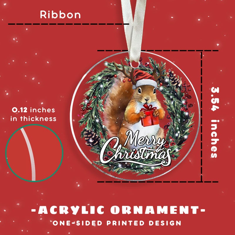 SUCHAGIFT Squirrel Ornament - Squirrel Christmas Ornaments  Squirrel Ornaments for Christmas Tree - Xmas Squirrel Gifts  Animal Lover Gifts - Gifts for Squirrel Lover - Acrylic Christmas Ornaments 2024 - Image 2