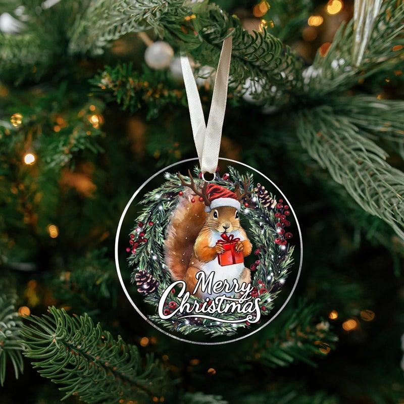 SUCHAGIFT Squirrel Ornament - Squirrel Christmas Ornaments  Squirrel Ornaments for Christmas Tree - Xmas Squirrel Gifts  Animal Lover Gifts - Gifts for Squirrel Lover - Acrylic Christmas Ornaments 2024 - Image 4