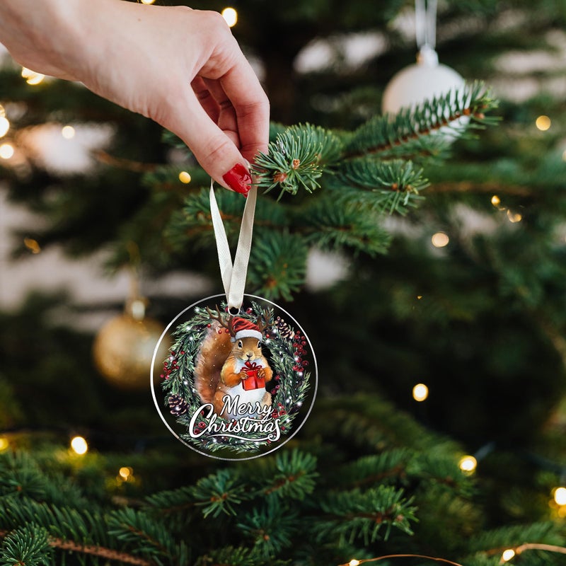 SUCHAGIFT Squirrel Ornament - Squirrel Christmas Ornaments  Squirrel Ornaments for Christmas Tree - Xmas Squirrel Gifts  Animal Lover Gifts - Gifts for Squirrel Lover - Acrylic Christmas Ornaments 2024 - Image 5