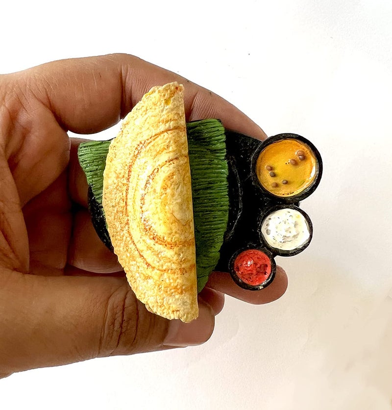 BriKSHi Dosa South Indian Food Fridge Magnet Miniature Food 3D Fridge Magnet Best Souvenir Gift 100% Made in India Po_1, 1 Piece - Image 3