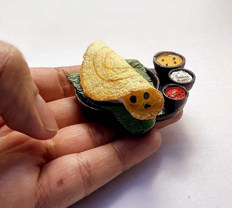 BriKSHi Dosa South Indian Food Fridge Magnet Miniature Food 3D Fridge Magnet Best Souvenir Gift 100% Made in India Po_1, 1 Piece - Image 2