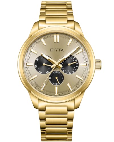 FIYTA Mens Quartz Watch Gold Watch Stainless Steel Strap - Image 1
