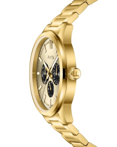 FIYTA Mens Quartz Watch Gold Watch Stainless Steel Strap - Image 3
